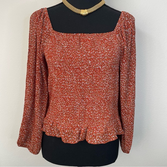 BÖHME Square Neck Smocked Boho Top Women’s Size Large - Picture 2 of 7